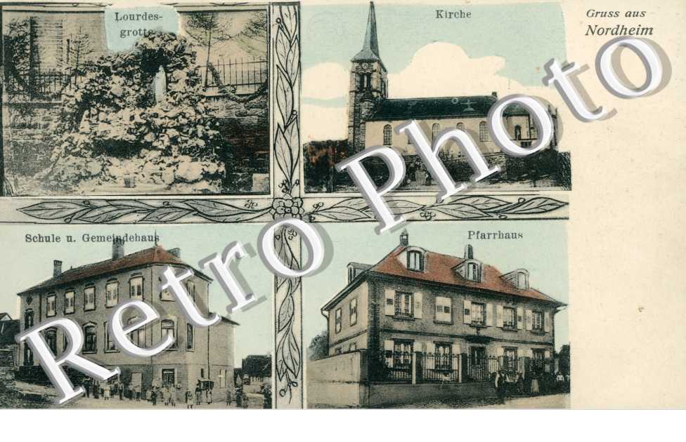 Kirche, Lourdes-grotte, Schule und Gemeindehaus, Pfarrhaus