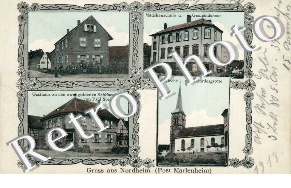 Kirche mit Lourdesgrotte, Gasthaus zu den zwei goldenen Schlusel von Paul Speich