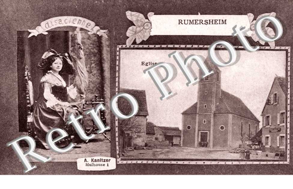 Eglise et une jeune alsacienne