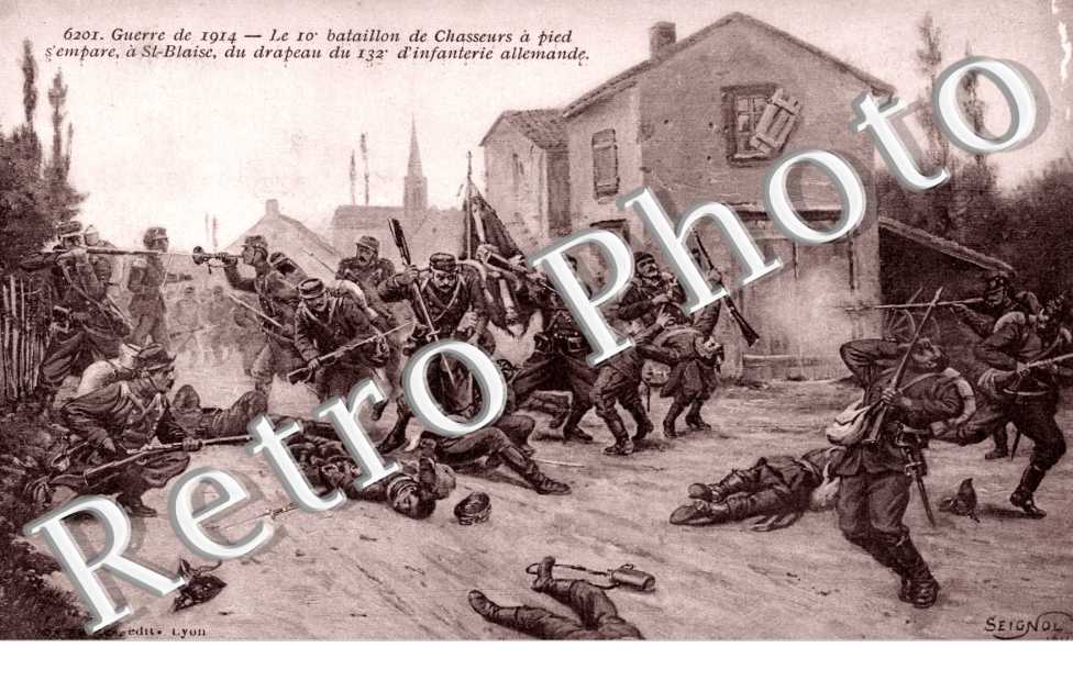 le 10e bataillon de chasseurs a pied, s'empare, du drapeau du 132e d'infanterie allemande