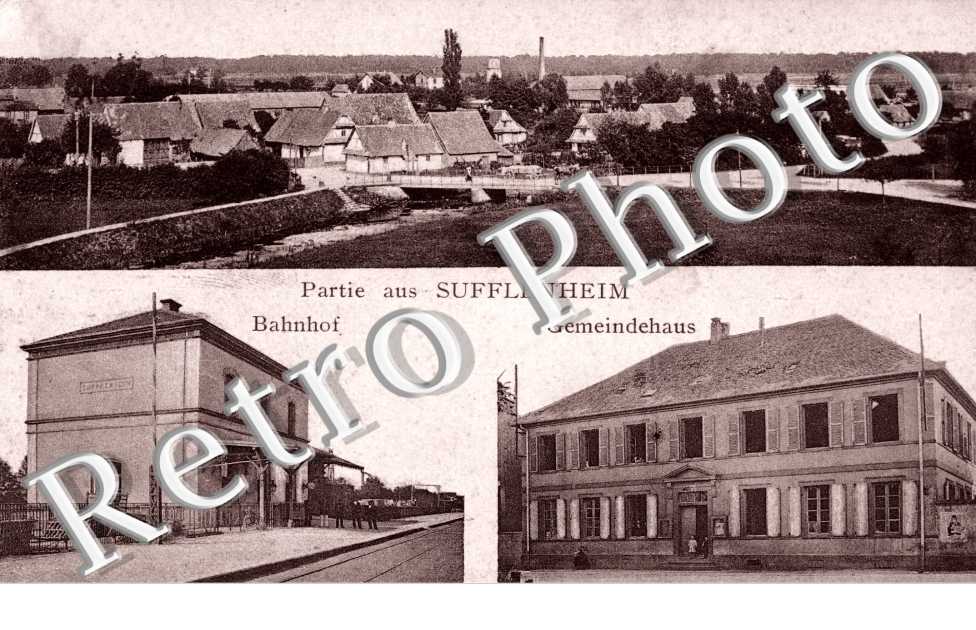 Bahnhof - Gemeindehaus - Partie aus Sufflenheim