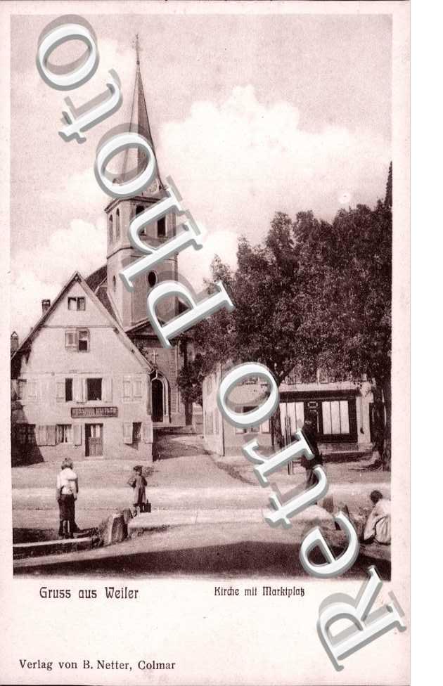 Gruss aus Weiler, Kirche mit Marktplatz