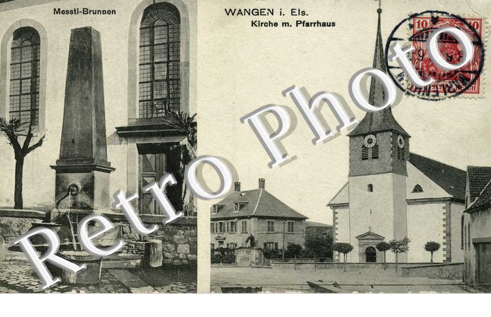 Messti- brunnen - Kirche m. Pfarrhaus