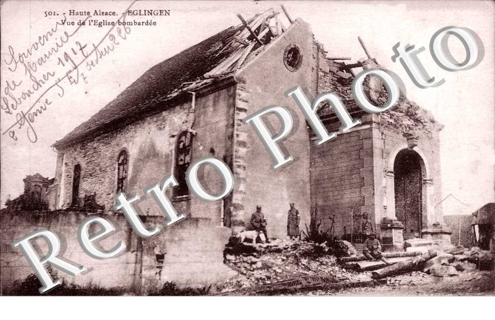 vue de l'eglise bombardee