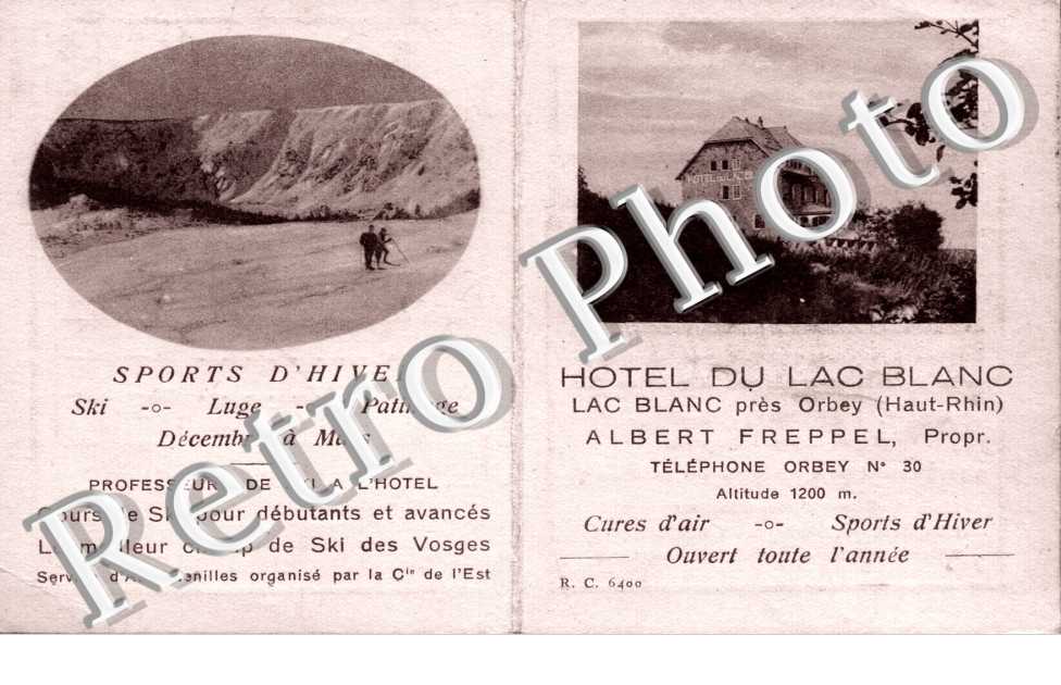 environs - Hotel du Lac Blanc - carte pub tarif