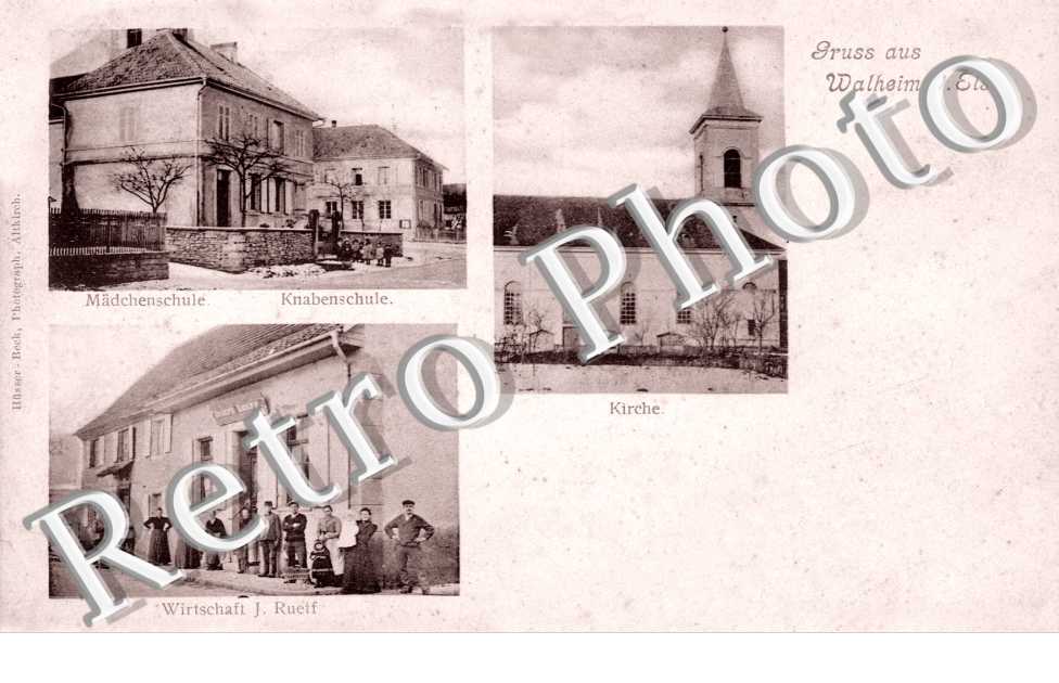 Madchenschule, Knabenschule, Wirtschaft J. Rueff, Kirche