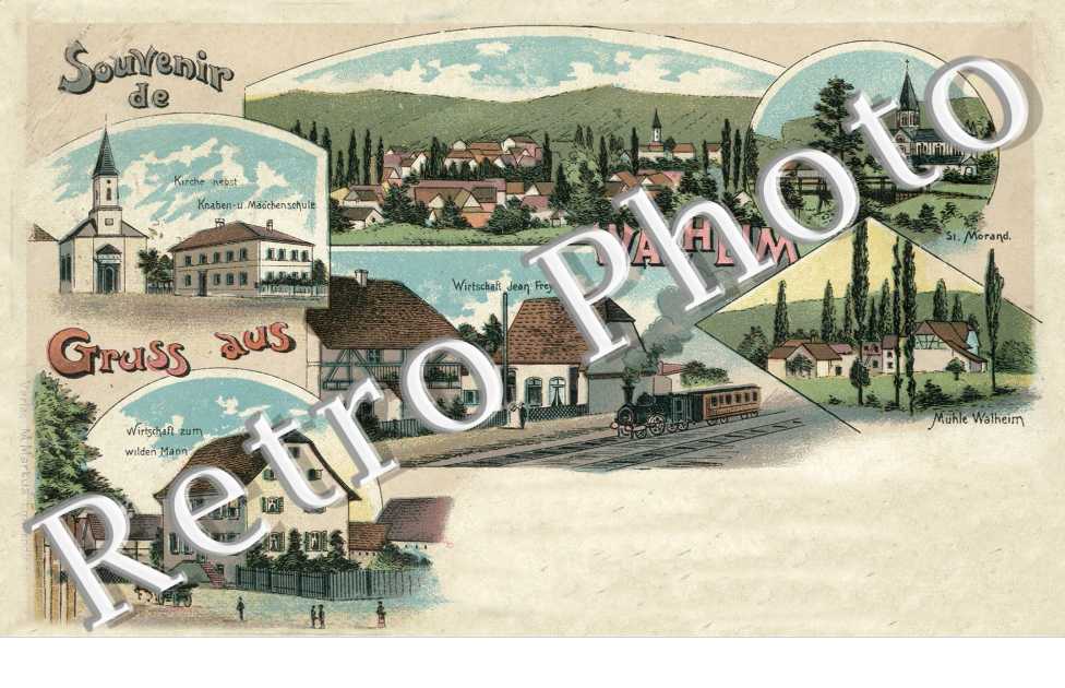 Kirche, Wirtschaft zum wilden Mann, Muhle Walheim, Saint-Morand, Wirtschaft Jean Frey