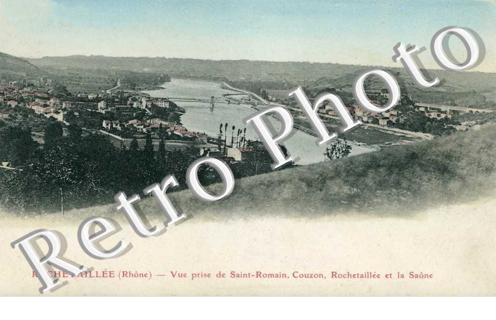 Vue prise de Saint-Romain, Couzon, Rochetaillee et la Saone