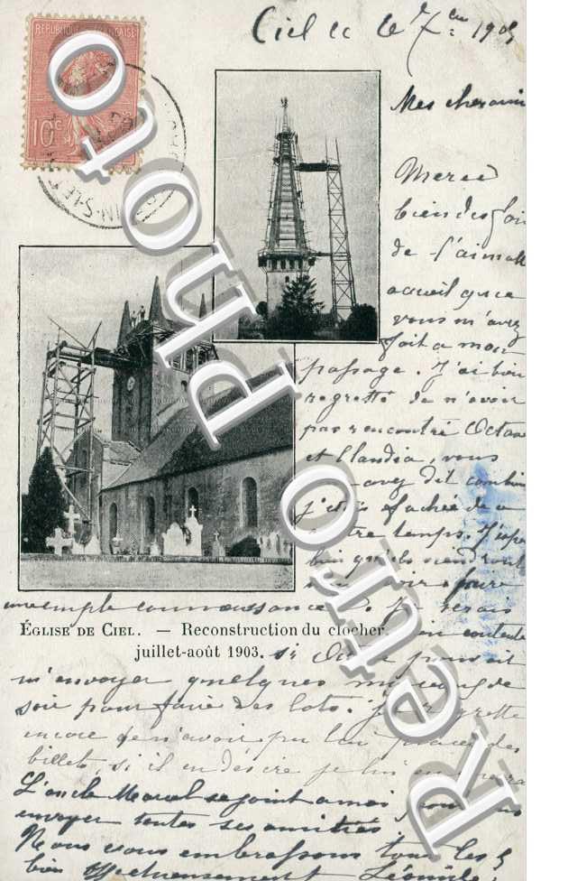 l'Eglise et le Clocher en reconstruction