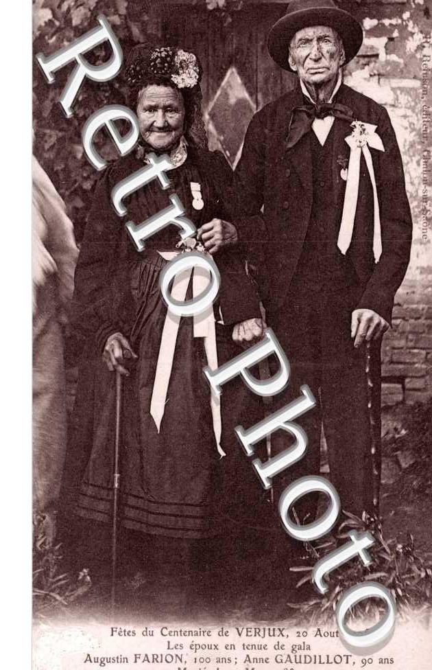 Fete du Centenaire de Verjux, 20 aout 1905, Augustin Farion et Anne Gaudillot