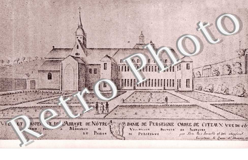 Carte style dessin de L'abbaye de Notre Dame de Perseigne