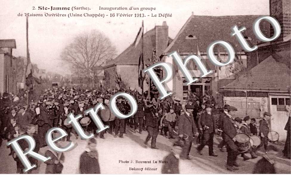 inauguration d'un groupe de maisons ouvrieres, 10 fevrier 1913, le defile