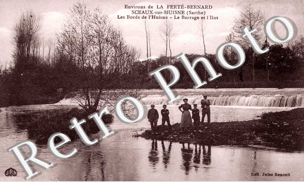 les bords de l'Huisne. Le barrage et l'Ilot