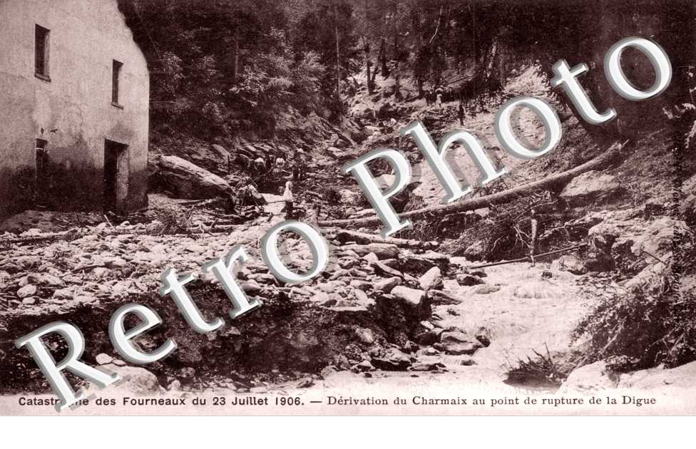 Catastrophe du 23 juillet 1906, Derivation du Charmaix au point de rupture de la Digue