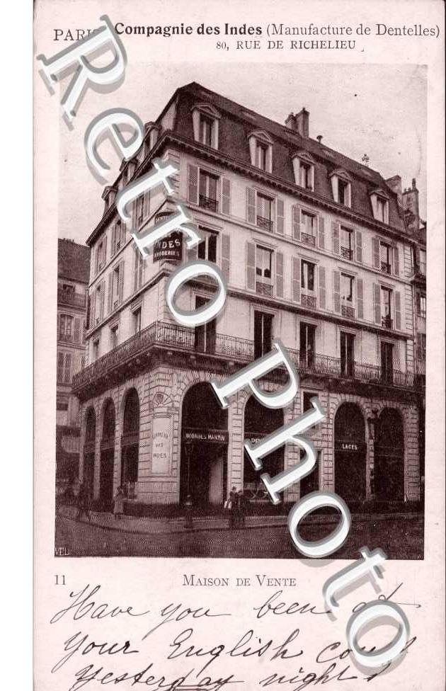 80 rue de Richelieu  -  Compagnie des Indes, Manufacture de Dentelles