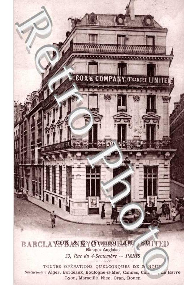 Cox et C°, Banque Anglaise  - rue du 4 septembre