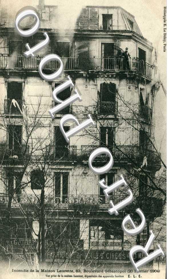 incendie de la Maison Laurette 63 Boulevard Sebastopol 20 fevrier 1904