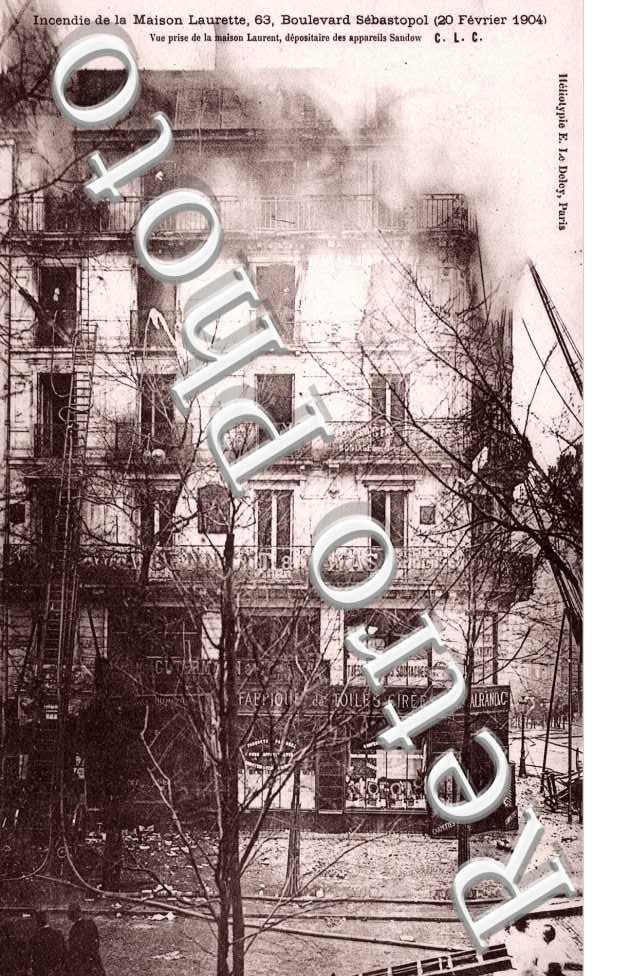 incendie de la Maison Laurette 63 Boulevard Sebastopol 20 fevrier 1904