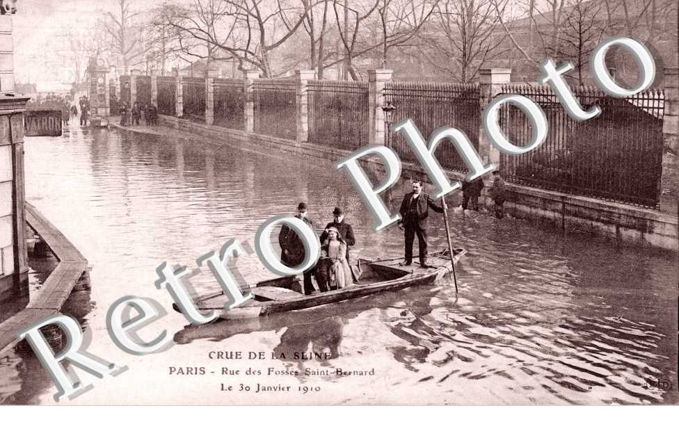 Inondations 1910, Rue des Fossees Saint Bernard