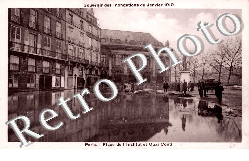 Inondations 1910, Place de l'Institut et Quai Conti