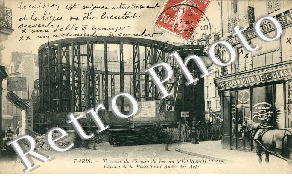 Travaux du Chemin de Fer Metropolitain, Caisson de la Place Saint Andre des Arts