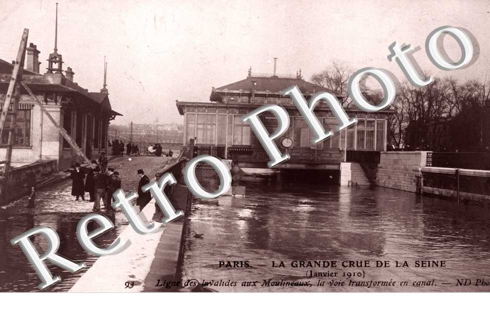 Crue de la Seine janvier 1910, ligne des Invalides aux Moulineaux
