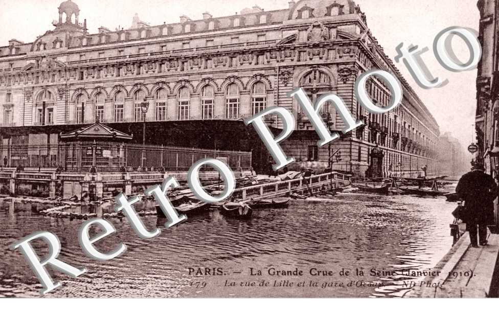 Inondations 1910, Rue de Lille et la Gare d'Orleans
