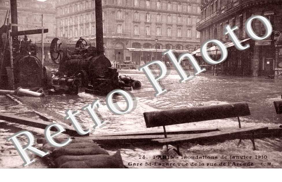 Gare Saint Lazare vue de la rue de l'Arcade Janvier 1910