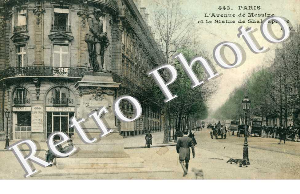 l'avenue de Messine et la statue de Shakespeare