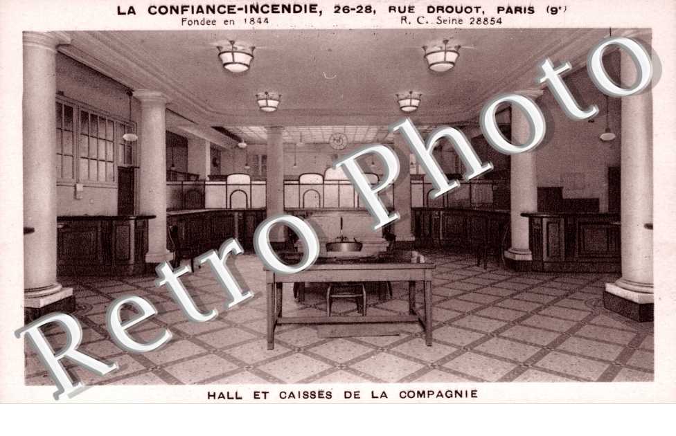 La Confiance Incendie, Rue Drouot Hall et Caisses de la Compagnie