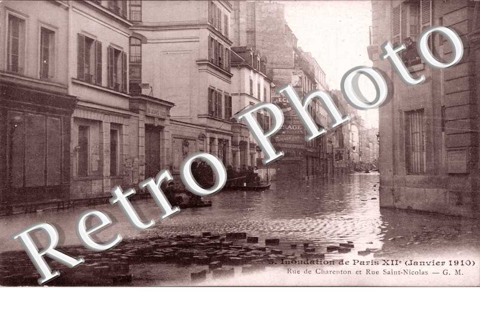 Inondations 1910, Rue de Charenton et Rue Saint Nicolas