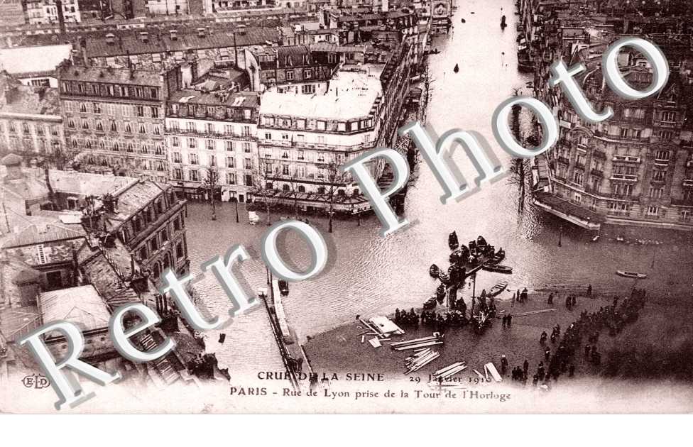 Crue de la Seine, Rue de Lyon prise de la Tour de l'Horloge