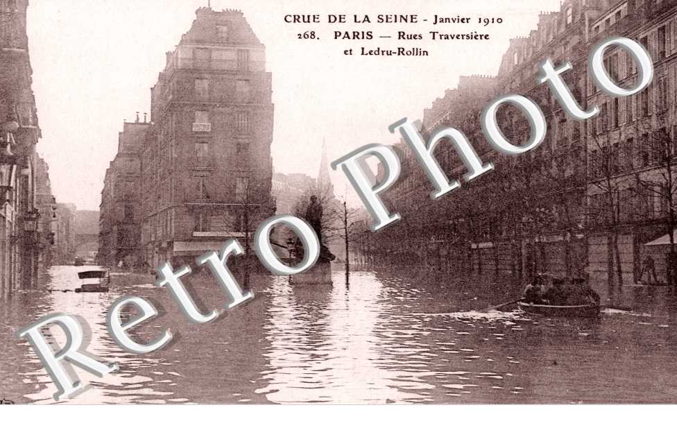 Rues Traversiere et Ledru Rollin, Inondations janvier 1910
