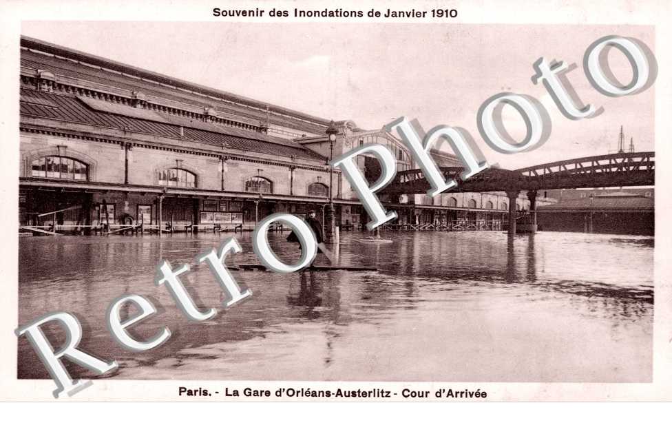Inondations 1910, La Gare d'Orleans, Austerlitz, Cour d'Arrivee