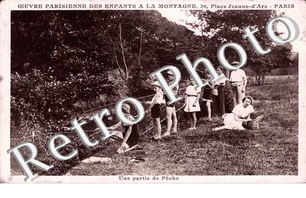Oeuvre Parisienne des Enfants a la Montagne, une partie de Peche