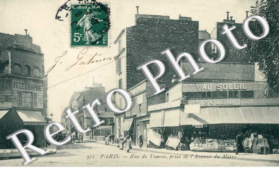 Rue de Vanves prise de l'avenue du Maine