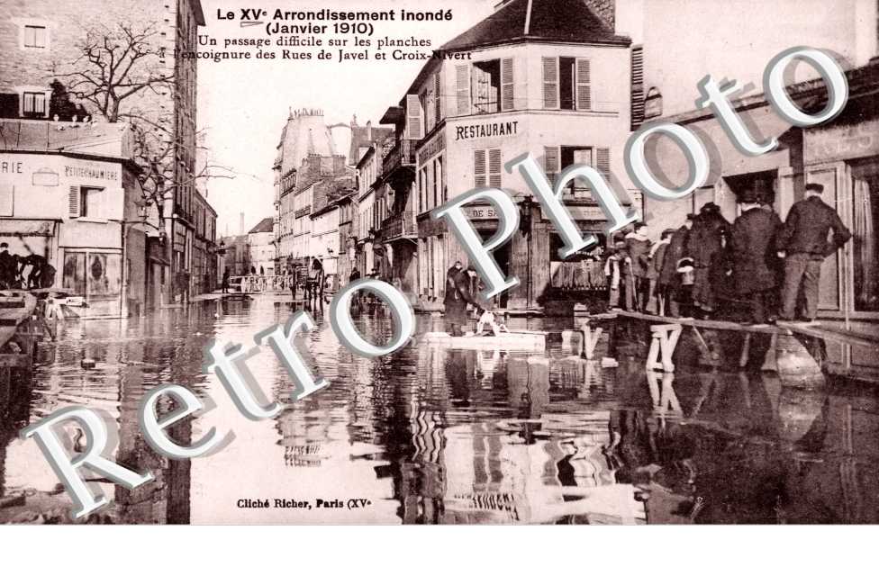 Innondations janvier 1910, Rues de Javel et Croix Nivert