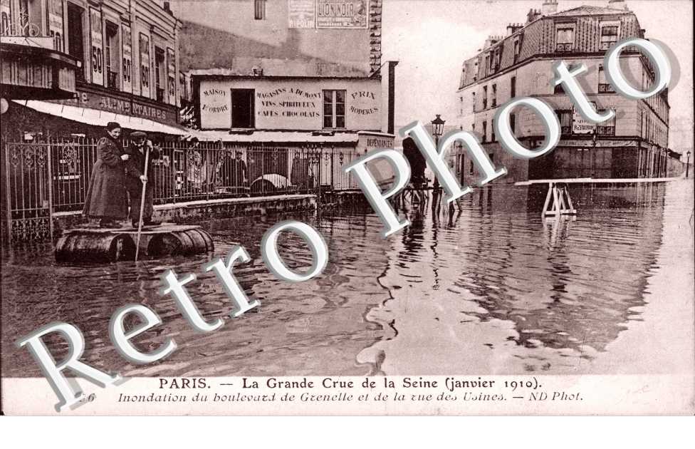 Inondations 1910, Boulevard de Grenelle et Rue des Usines
