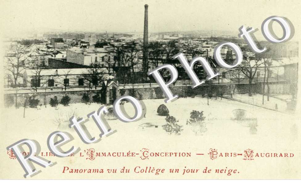 Rue de Vaugirard  Ecole Libre de l'Immaculee Conception, Panorama un jour de neige