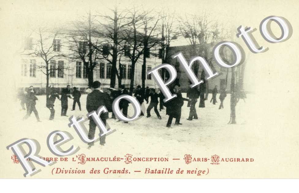 Rue de Vaugirard  Ecole Libre de l'Immaculee Conception, Bataille de neige