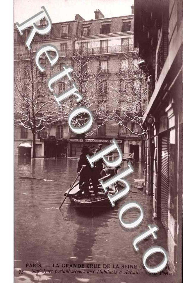 Crue de la Seine 1910, Secours et Sauveteurs- AUTEUIL