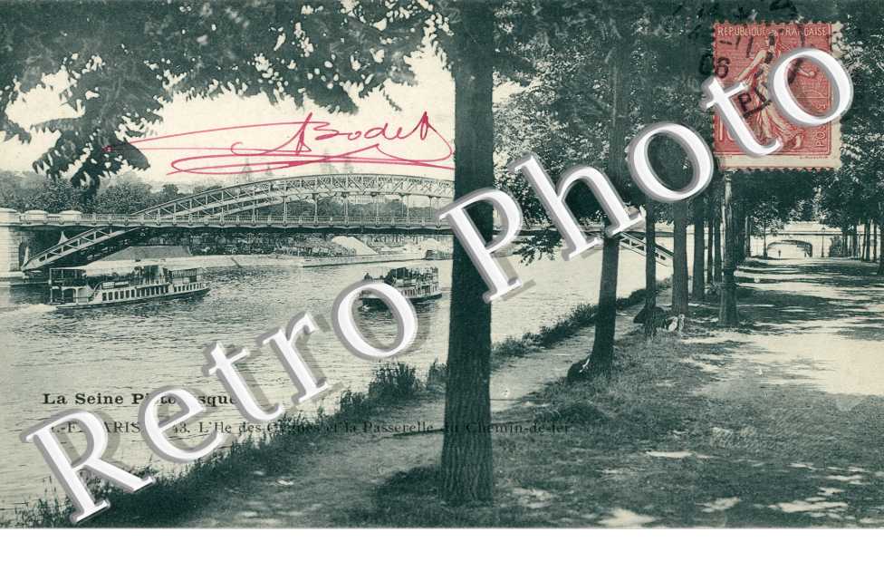L'Ile des Cygnes et la Passerelle du Chemin de Fer
