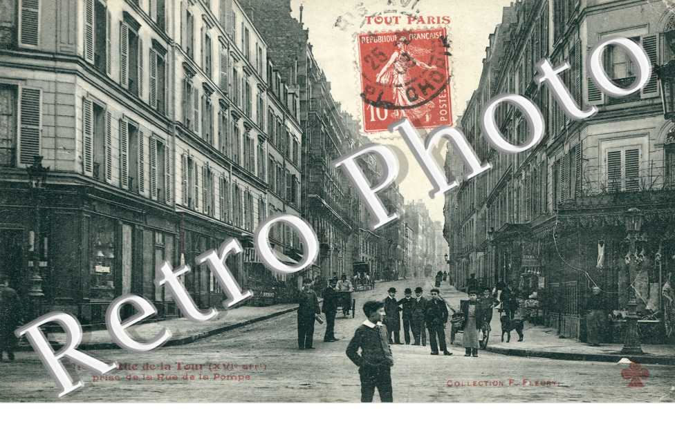 Rue de la Tour prise de la rue de la Pompe