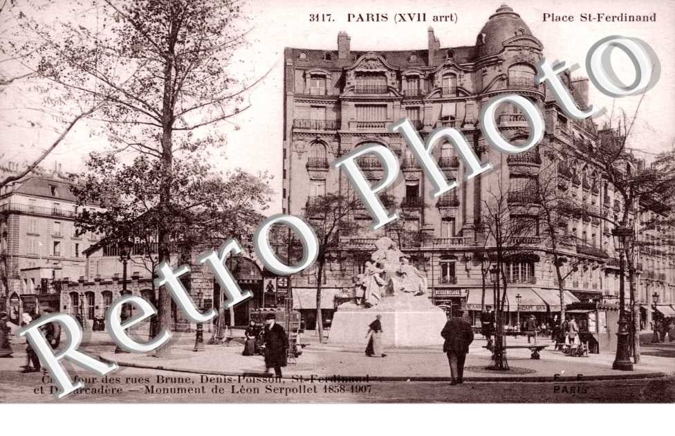 Place Saint Ferdinand - carrefour des rues Brune, Denis-Poisson, Saint-Ferdinand et Débarcadère - Monument de Léob Serpollet