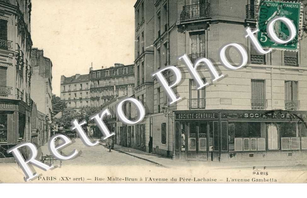 Rue Malte Brun à l'Avenue du Père Lachaise - L'avenue Gambetta