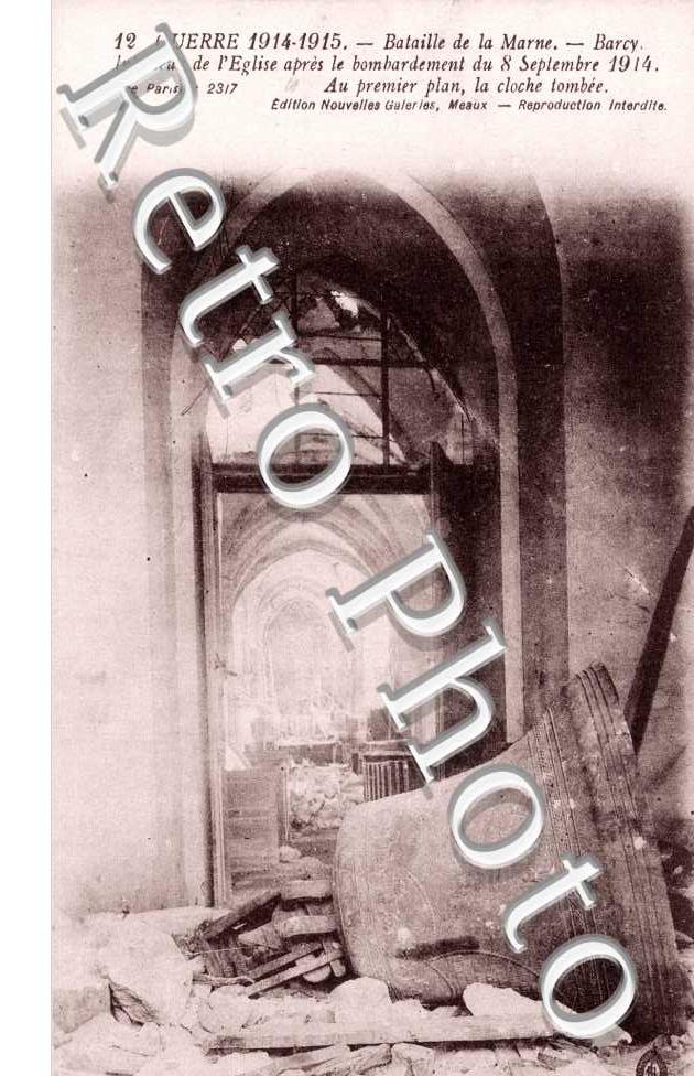 interieur de l'eglise apres le bombardement du 8 septembre 1914