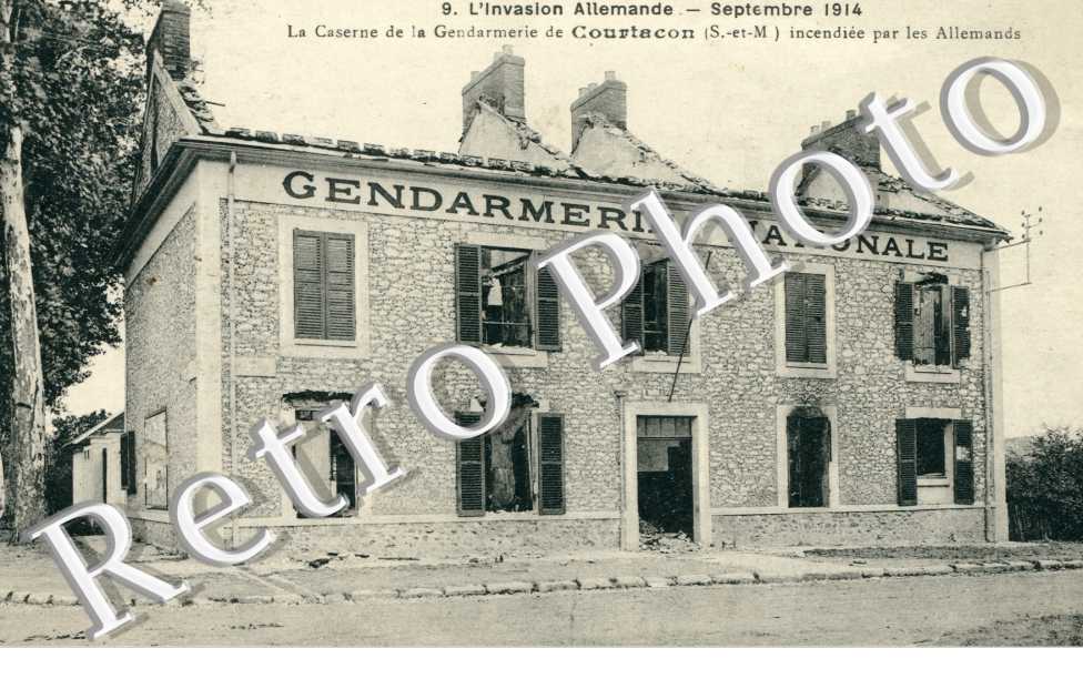 la Caserne de la Gendarmerie de Courtacon, Incendiee par les Allemands