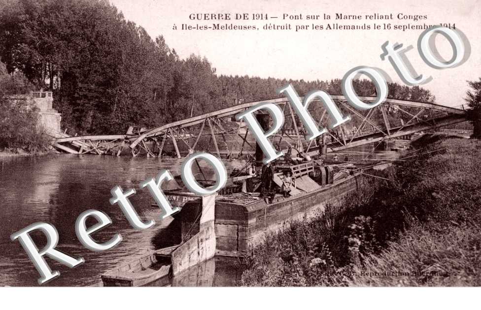 Pont sur la Marne detruit par les allemands