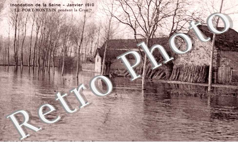 le Portmontain pendant la Crue, l'Inondation de la Seine Janier 1910
