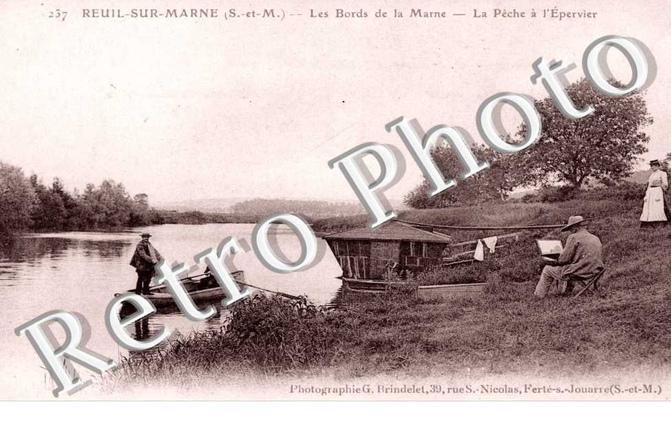 les bords de la marne La peche a l'epervier